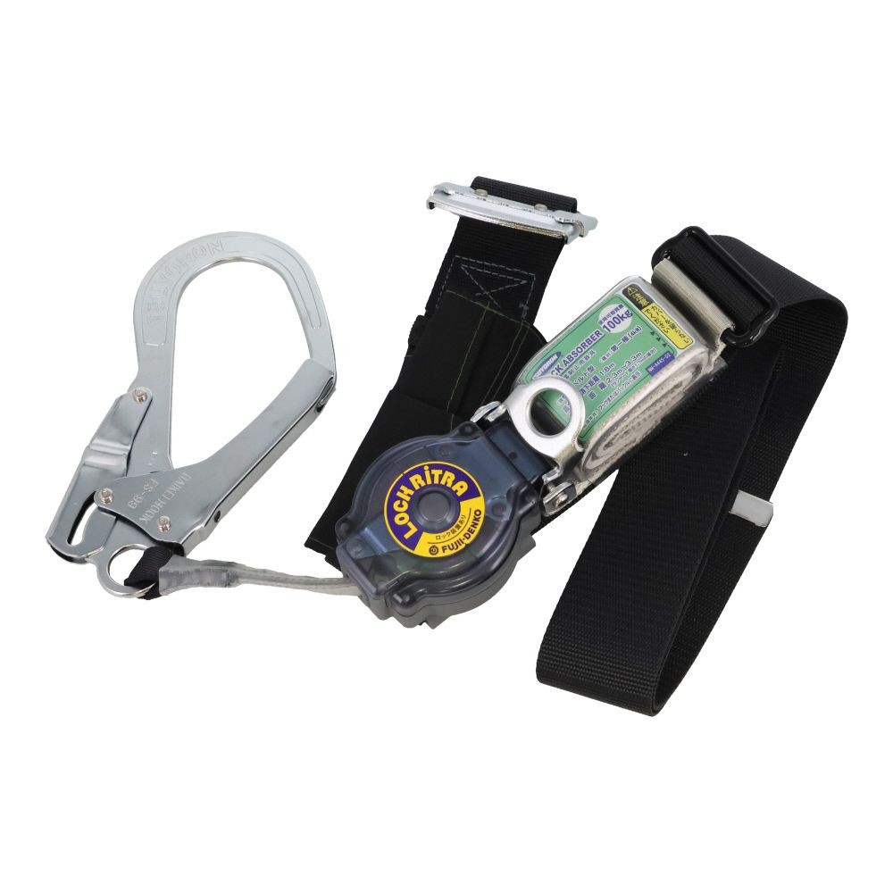TSUYORON 胴ベルト型墜落制止用器具（巻取タイプ）ロック機構付き ロックリトラ 黒 Lサイズ, ブラック, Lサイズ