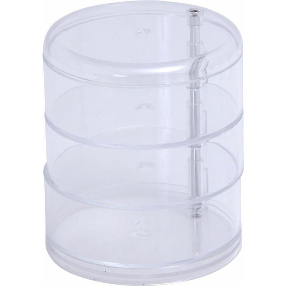 不二貿易  ＰＳコスメ収納　3段ラウンド小物入れ 【メーカー直送 代引不可】, クリア, 14384