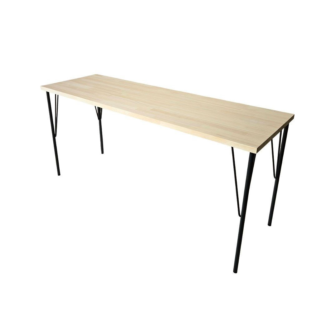 パイン修正材スチール脚付　テーブル組立キット　板サイズ1500&times;500&times;25mm　脚サイズ690mm, パイン(1500&times;500), 690mm脚