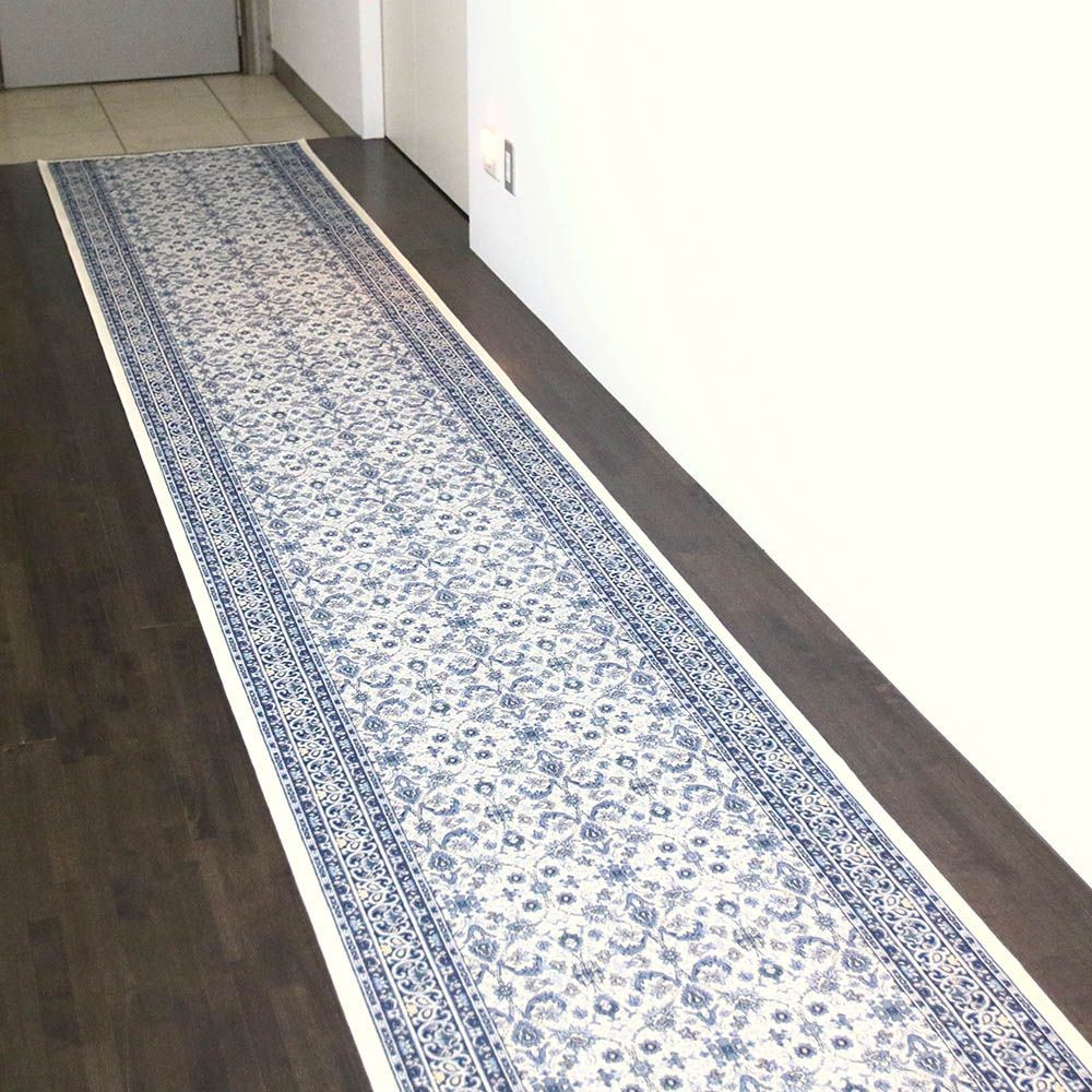 洗える・すべりにくい・抗菌防臭・床暖房対応 国産モケット廊下敷き RVA 67&times;340cm ブルー, ブルー, 67&times;340cm