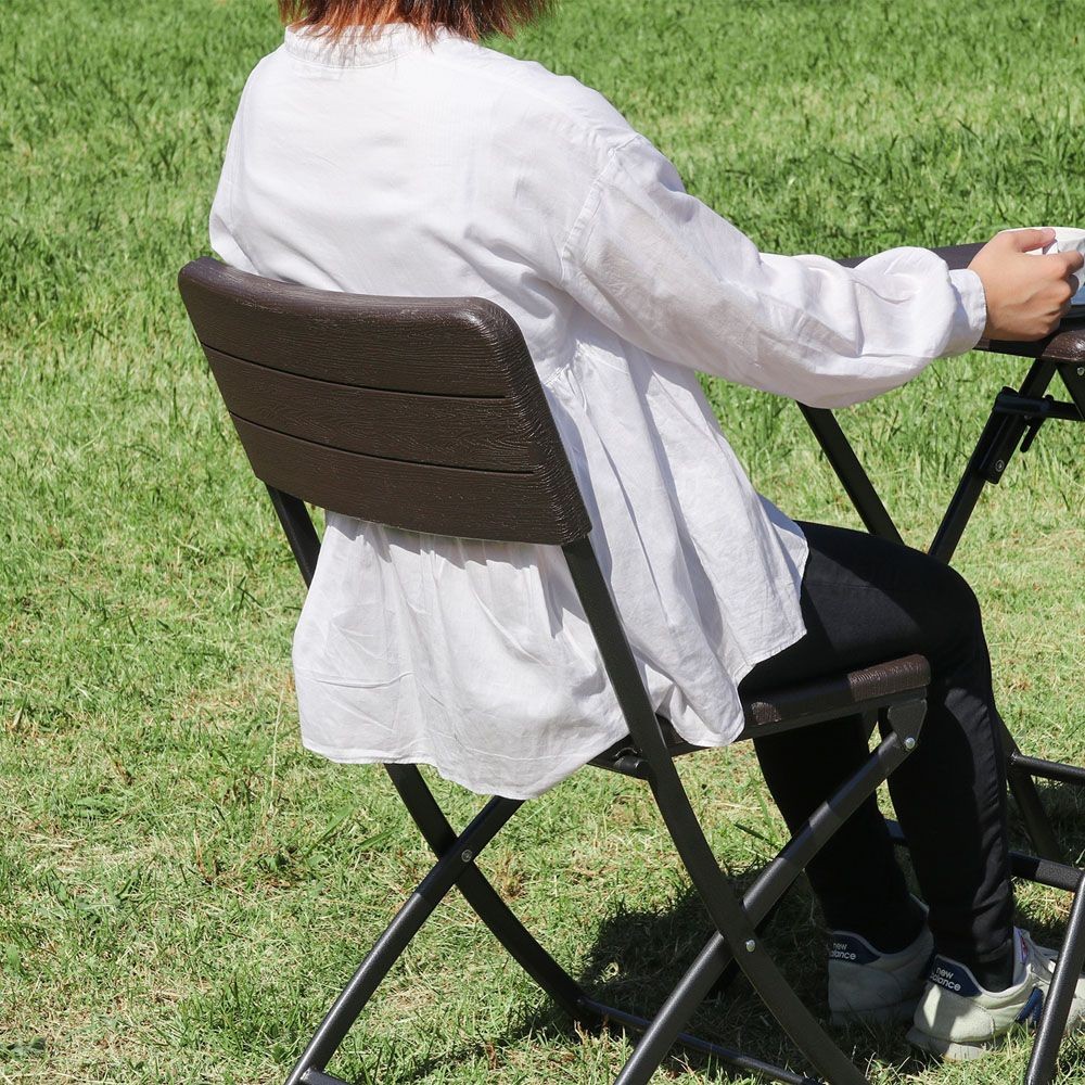 テーブル＆チェア　3点セット　ＢＲ　木目調【メーカー直送・代引不可】, ブラウン, 木目調