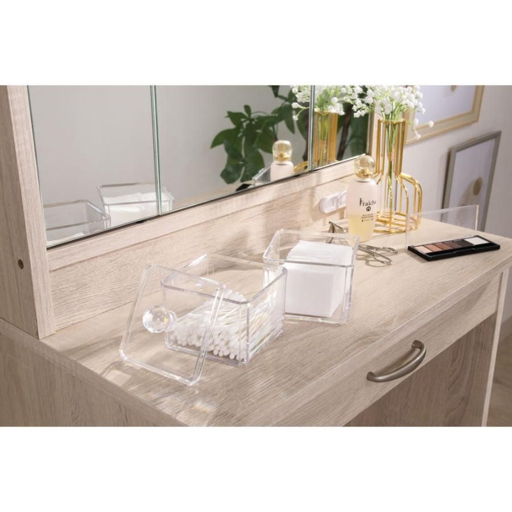 不二貿易  ＰＳコスメ収納　蓋つき小物入れ 【メーカー直送 代引不可】, クリア, 2段