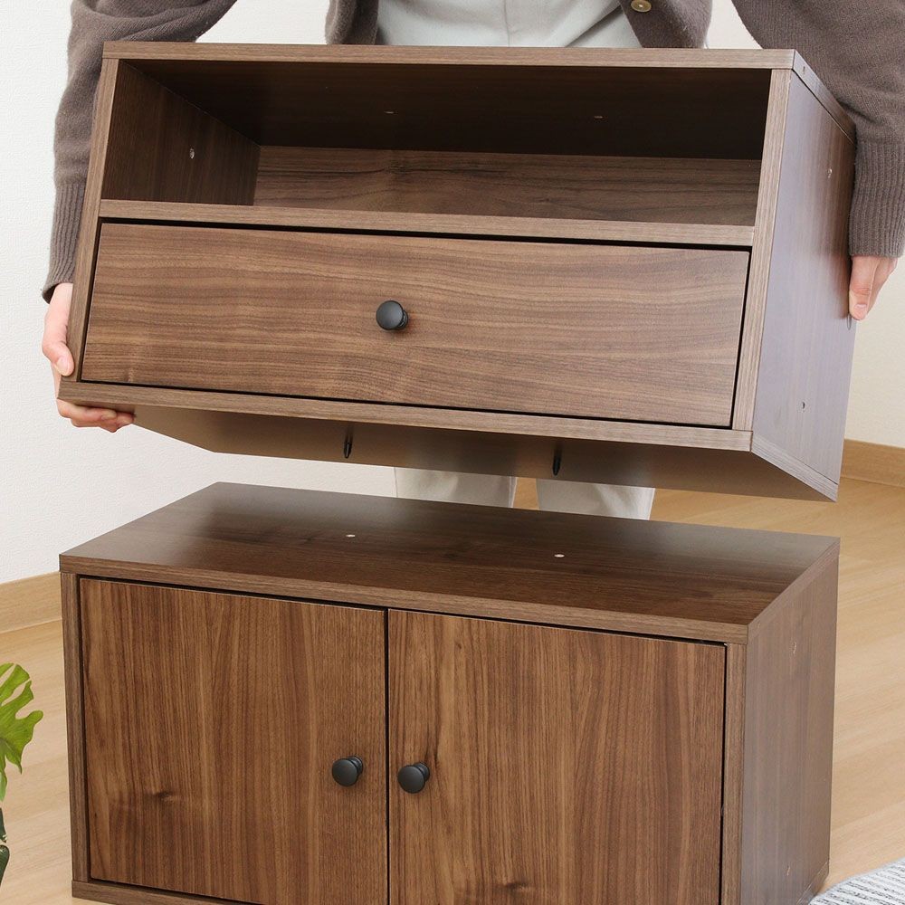 不二貿易 ＥＺＢＯ　コネクトボックス　引出１杯　ＭＢＲ【メーカー直送・代引不可】, ブラウン, 幅600mm&times;奥行320mm&times;高さ310mm