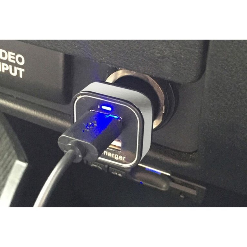 スクエア車載充電器2.4A　シルバー, シルバー, USB-A&times;2