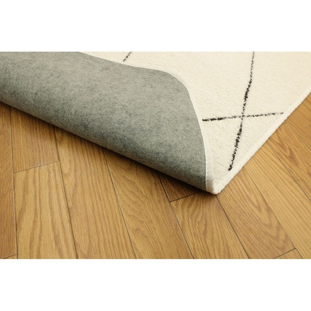 大島屋 洗えるシャギーラグ 【メーカー直送 代引不可】 , アイボリー, 185×185cm