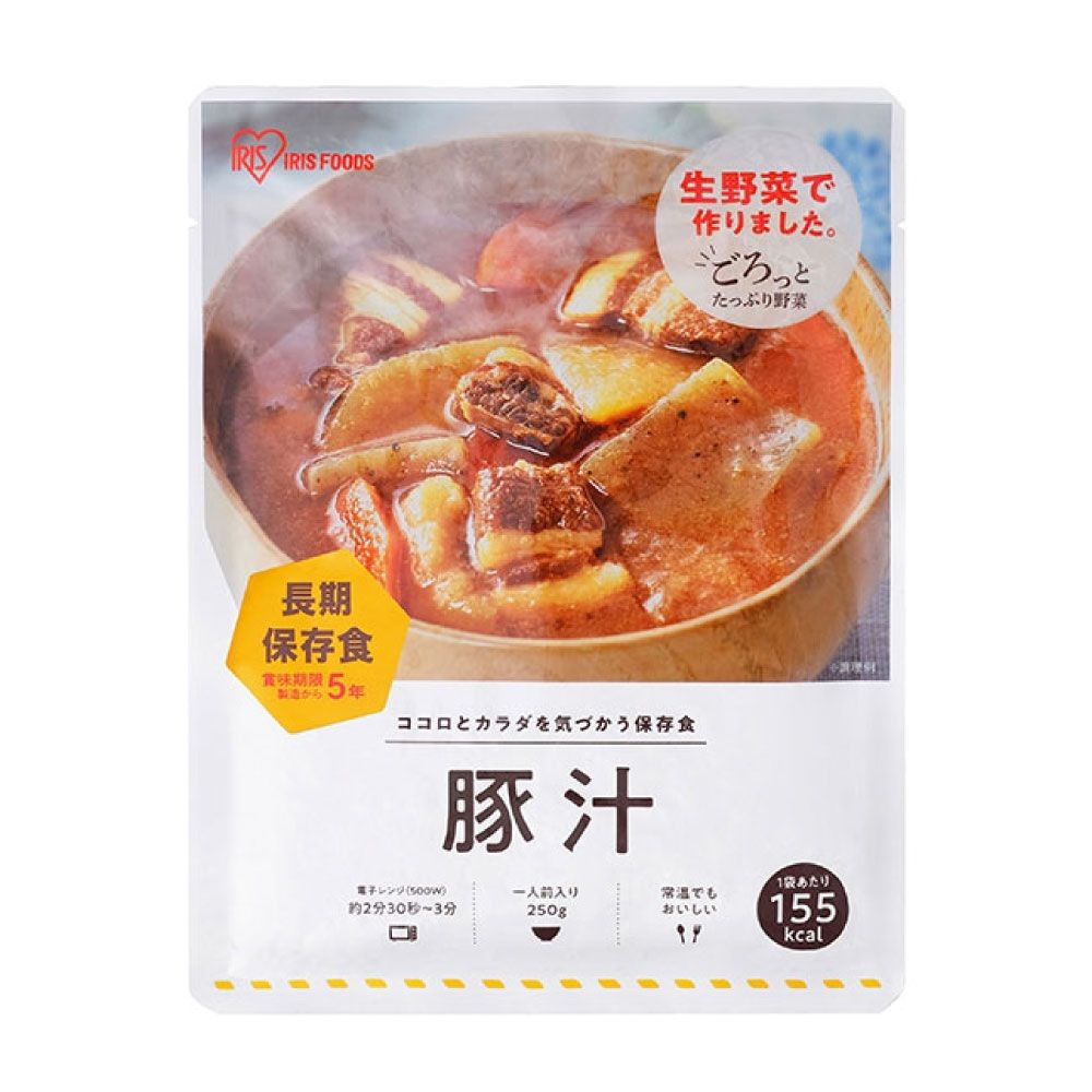 災対食　レトルトパウチ　豚汁　250g, 豚汁, 250g
