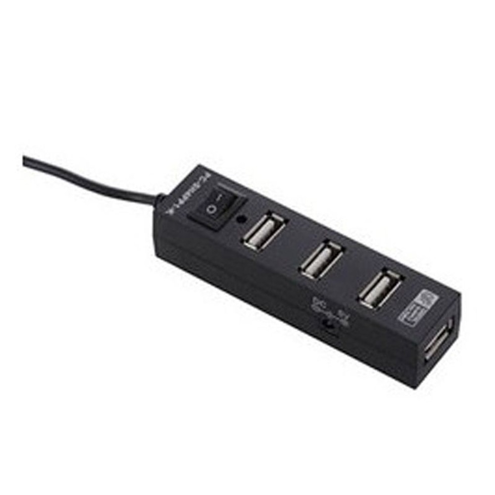 4ポートハブ　スイッチ付き　黒, ブラック, 4ポート
