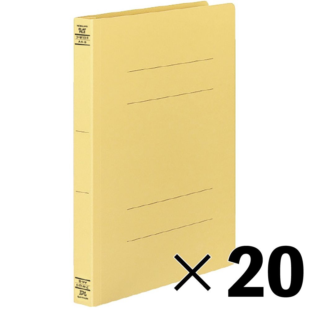 【20冊セット】コクヨ　フラットファイルW樹脂製とじ具 A4縦 25mmとじ 黄　フーＷ１０Ｙ【メーカー直送・代引不可】