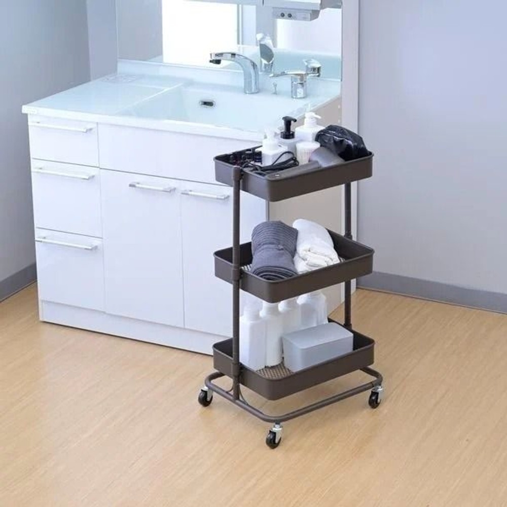 【数量限定】バスケットトローリー ライト LBTL-3(DBR), ダークブラウン, 幅45.5&times;奥行36&times;高さ81cm