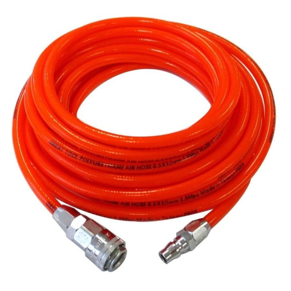 GREATTOOL エアーホース ワンタッチタイプ 内径6.5mm&times;外径10mm 10m GT6510-10, 赤, 10m