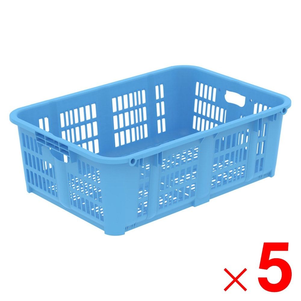 サンコー サンテナー A#91 持手孔有 ライトブルー 109102-00 &times;5個セット【メーカー直送・代引不可】【法人限定】【日祝配送不可・時間指定不可】, ライトブルー, 5P
