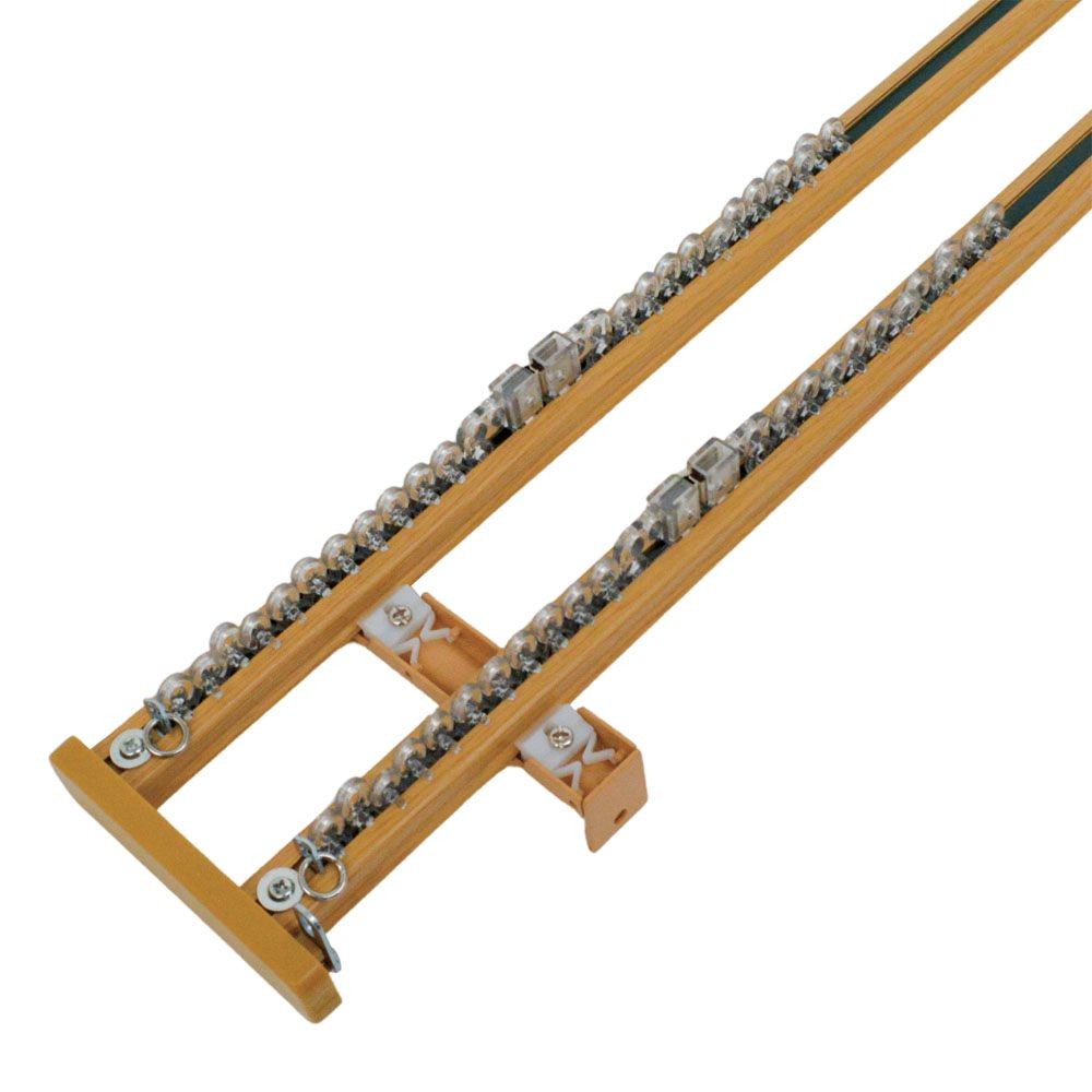 伸縮角型カーテンレール　３．０ｍ用ダブル, 木目ブラウン, 3.0ｍ用ダブル