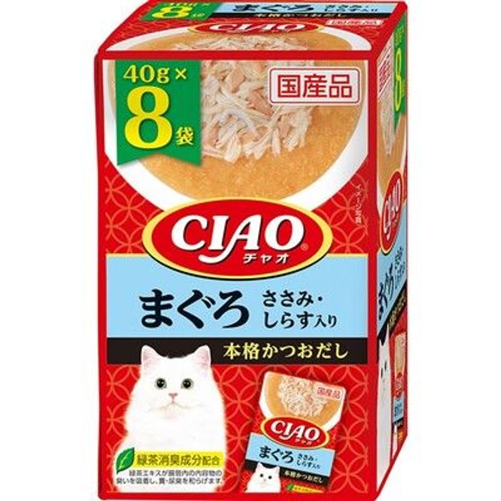 いなば　チャオパウチ　まぐろ ささみ・しらす入り　４０ｇ&times;８袋, まぐろ ささみ・しらす入り, 40g&times;8袋
