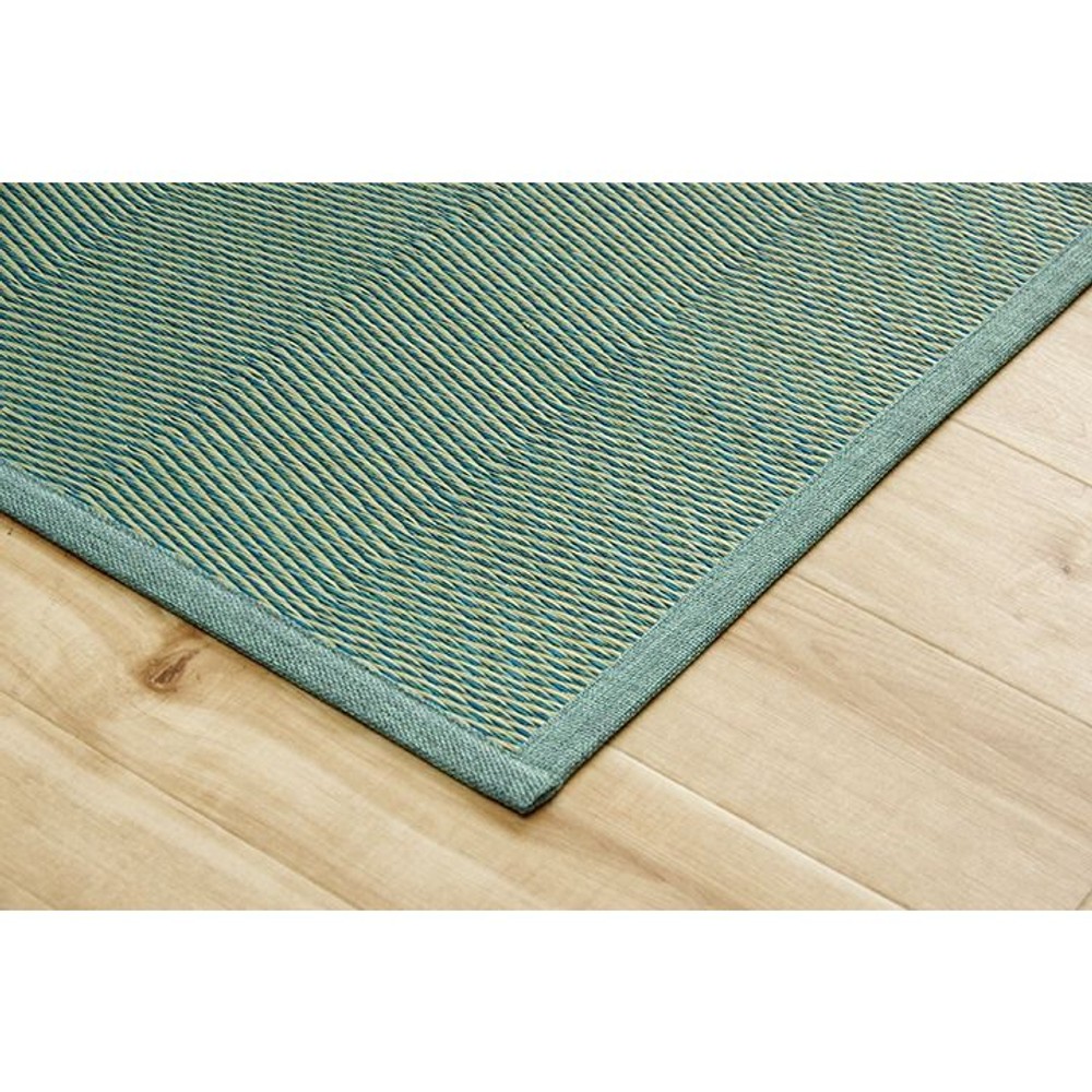 イケヒコ い草カーペット 花ござ ルネ レイクブルー 江戸間 【メーカー直送・代引不可】, レイクブルー, 江戸間2畳 174&times;174cm