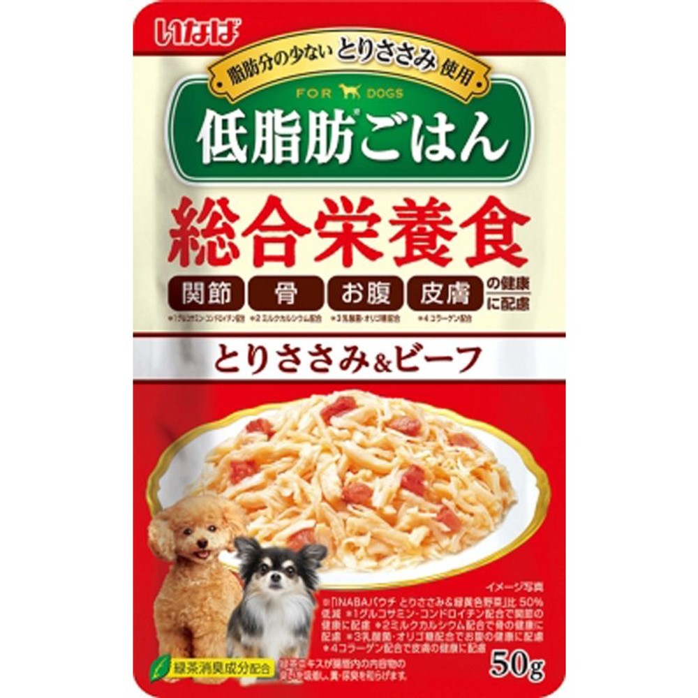 いなば　低脂肪ご飯　ささみ＆ビーフ　50ｇ, ささみ＆ビーフ, 50g