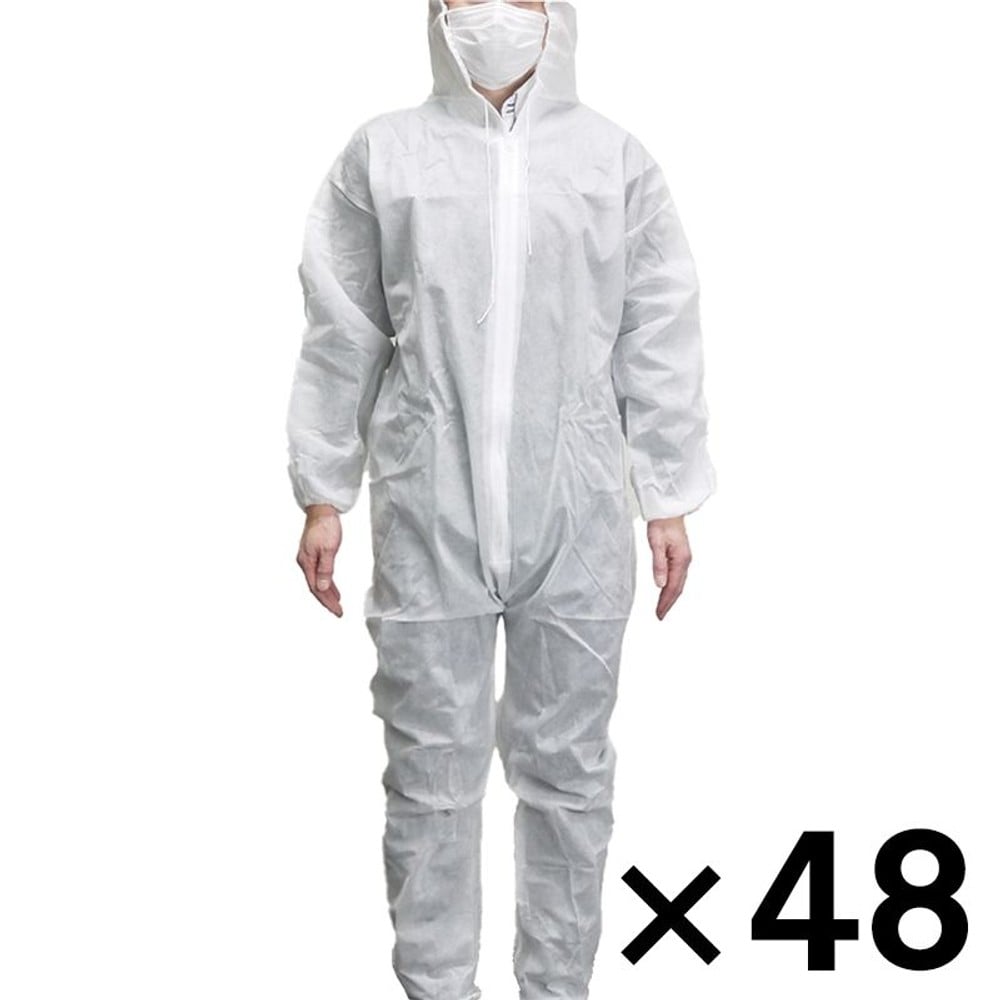 不織布つなぎ服 &times;48着セット, ホワイト（3L）, Mサイズ