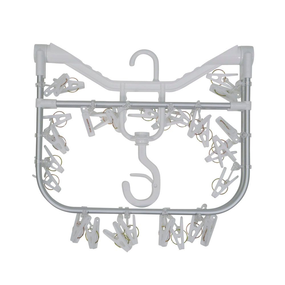 WIZ'A ウィザ 部屋干しアルミ洗濯ハンガー28ピンチ, ホワイト, 28P