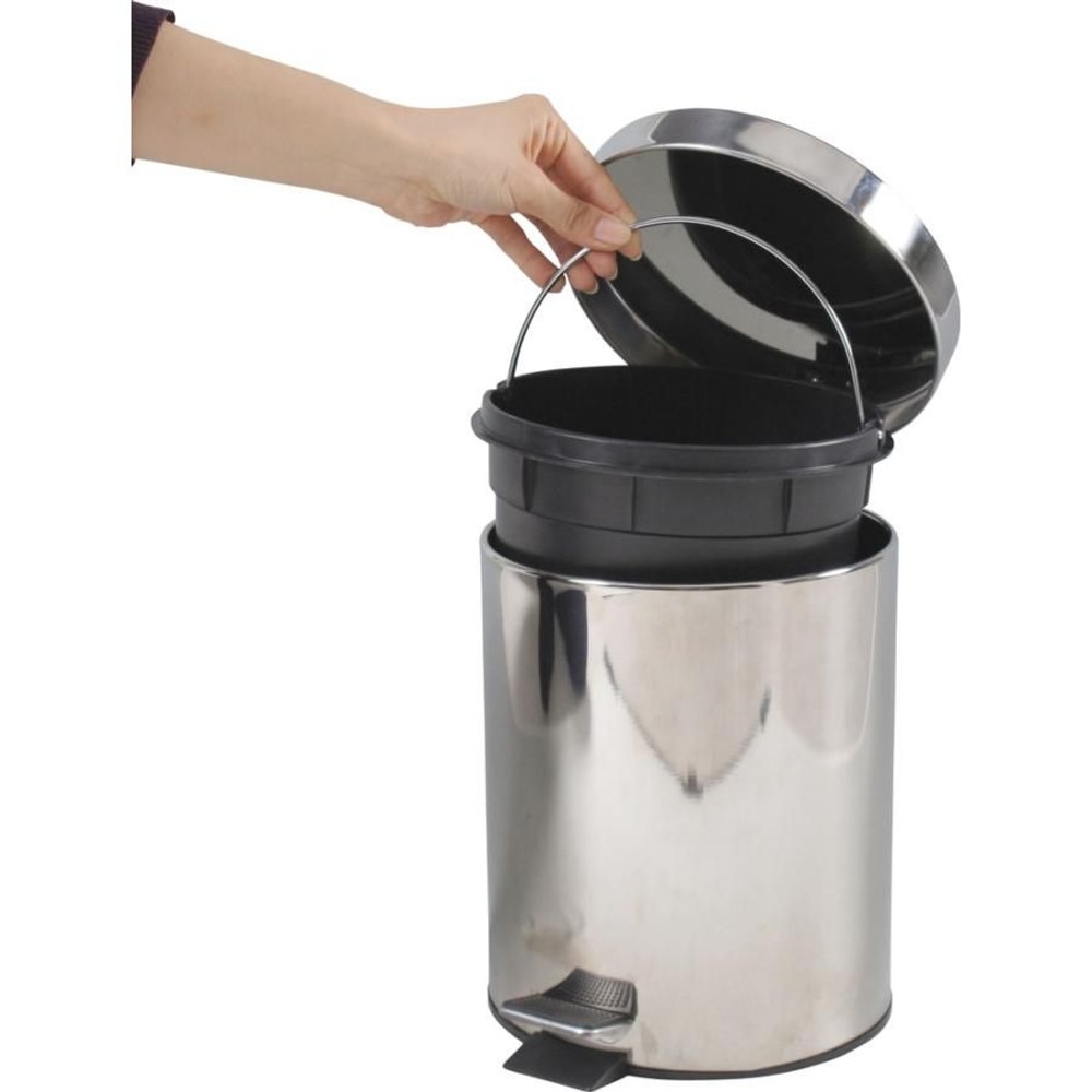 ステンレス　ラウンドペダルペール【メーカー直送 代引不可】, ステンレス, 5.0L