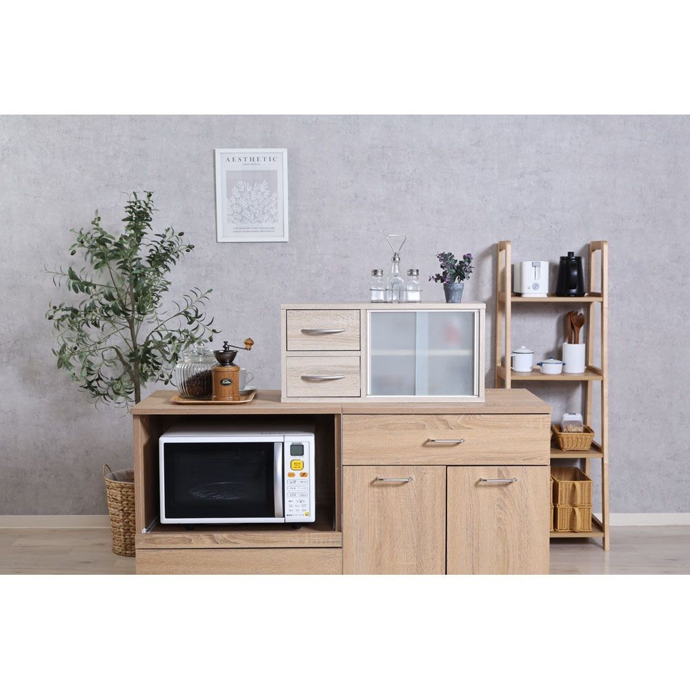 不二貿易 カウンター上収納ラック　６０幅　オーク【メーカー直送・代引不可】, オーク, 幅600mm&times;奥行265mm&times;高さ290mm