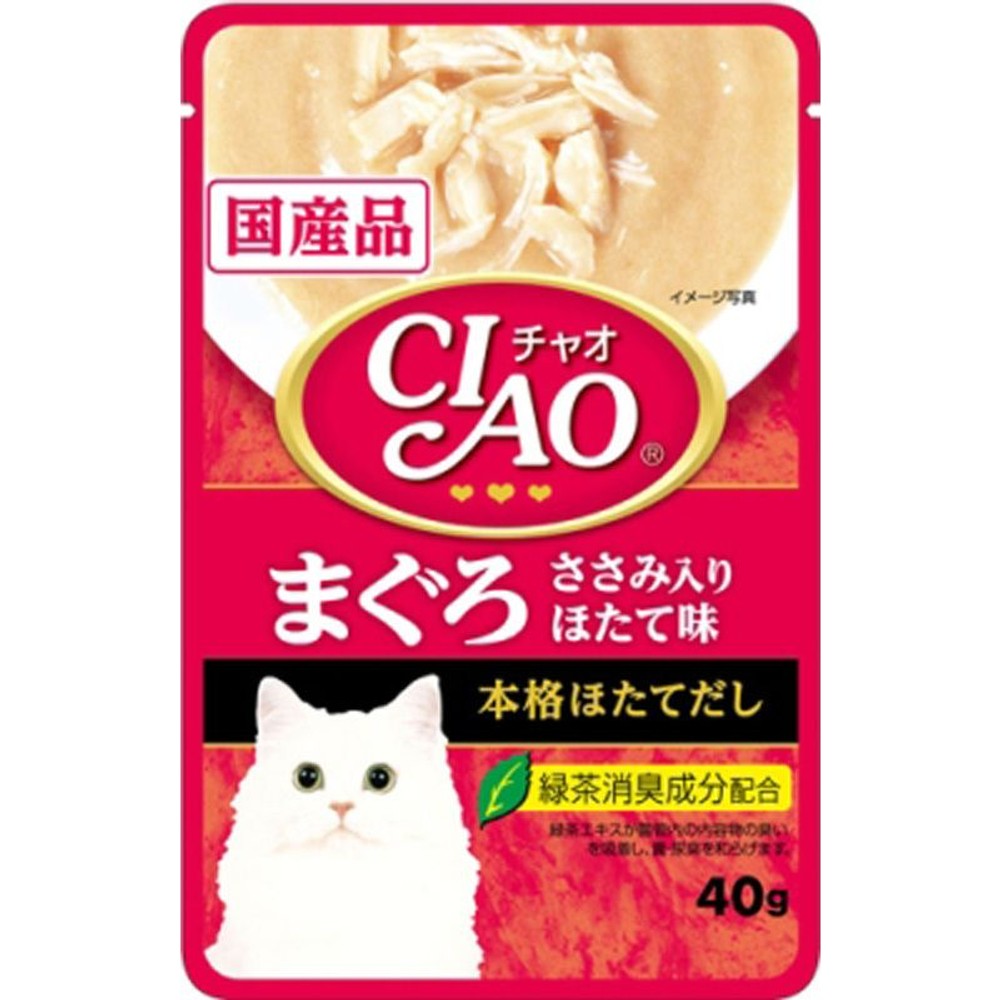 ＣＩＡＯパウチ　まぐろ　ささみ入り　ほたて味40ｇ, ささみ入り ほたて味, 40g