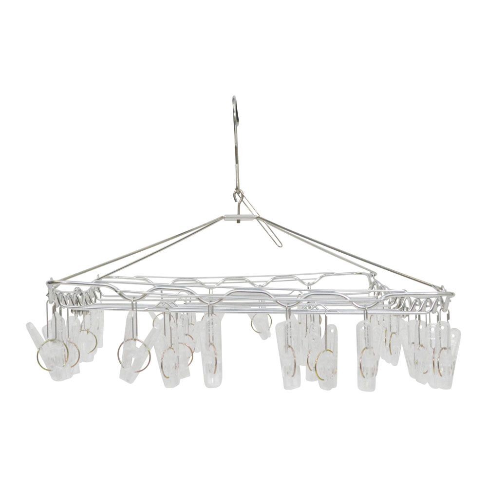 WIZ'A ウィザ 丈夫なポリカピンチ付ステンレスハンガー３２ピンチ, ステンレス, 32P