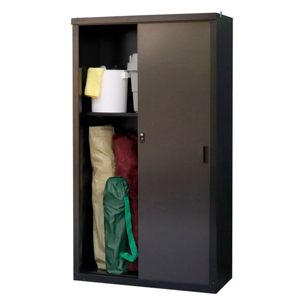 グリーンライフ 家庭用収納庫　HS-153(BK/AGY)【メーカー直送・代引不可】, ブラック／アッシュグレー, 外寸/(約）幅89×奥行き47×高さ153cm