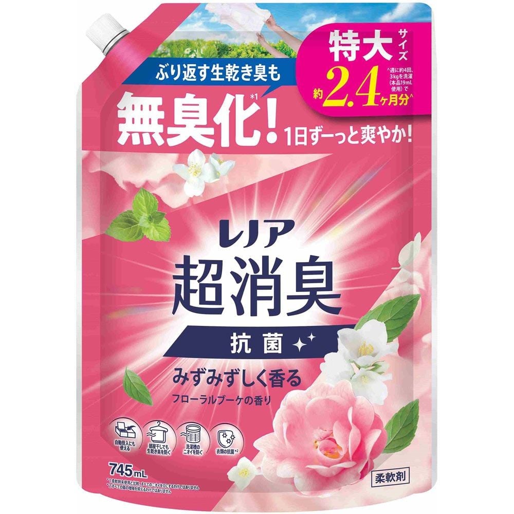 レノア超消臭 みずみずしく香る フローラルブーケ 詰替 特大 745ml, フローラルブーケ, 745ml