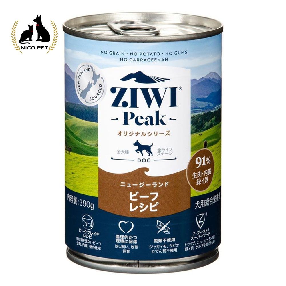 ZiwiPeak ドッグ缶 グラスフェッドビーフ 390g, グラスフェッドビーフ, 390g