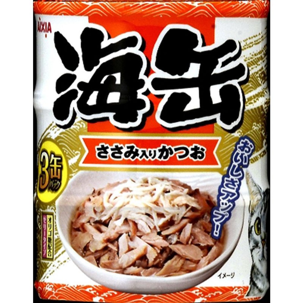 アイシア　海缶ミニ3Ｐ　ささみ入りかつお　180ｇ, ささみ入りかつお, 60g&times;3缶