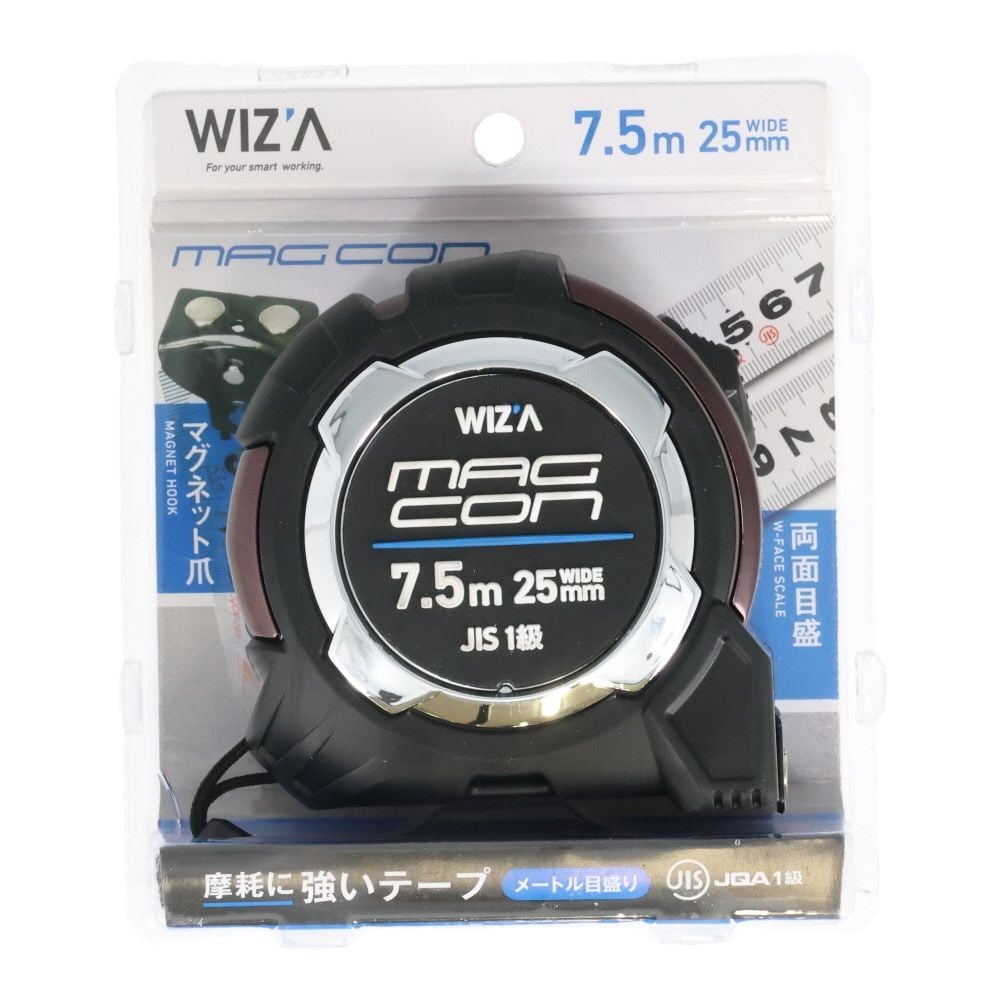 ウイザ WIZ'A 　マグコンＪＩＳ両面　ＷＺＣ２５７５, ブラック, 25mm&times;7.5m
