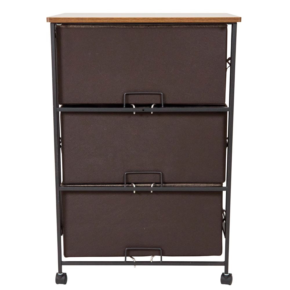 組立簡単ファブリックチェスト４８幅３段, ブラウン, 3段