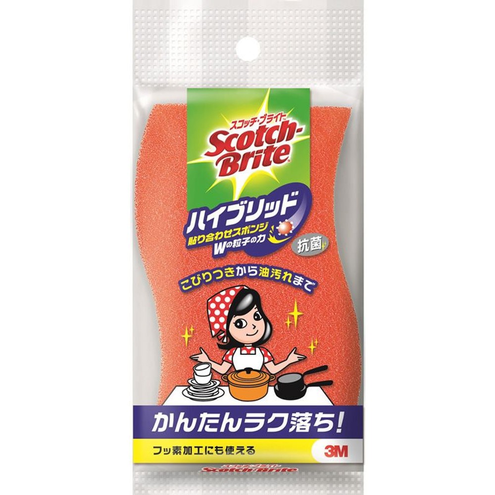 3Ｍ　ハイブリッドタワシ, グリーン, 1個入り