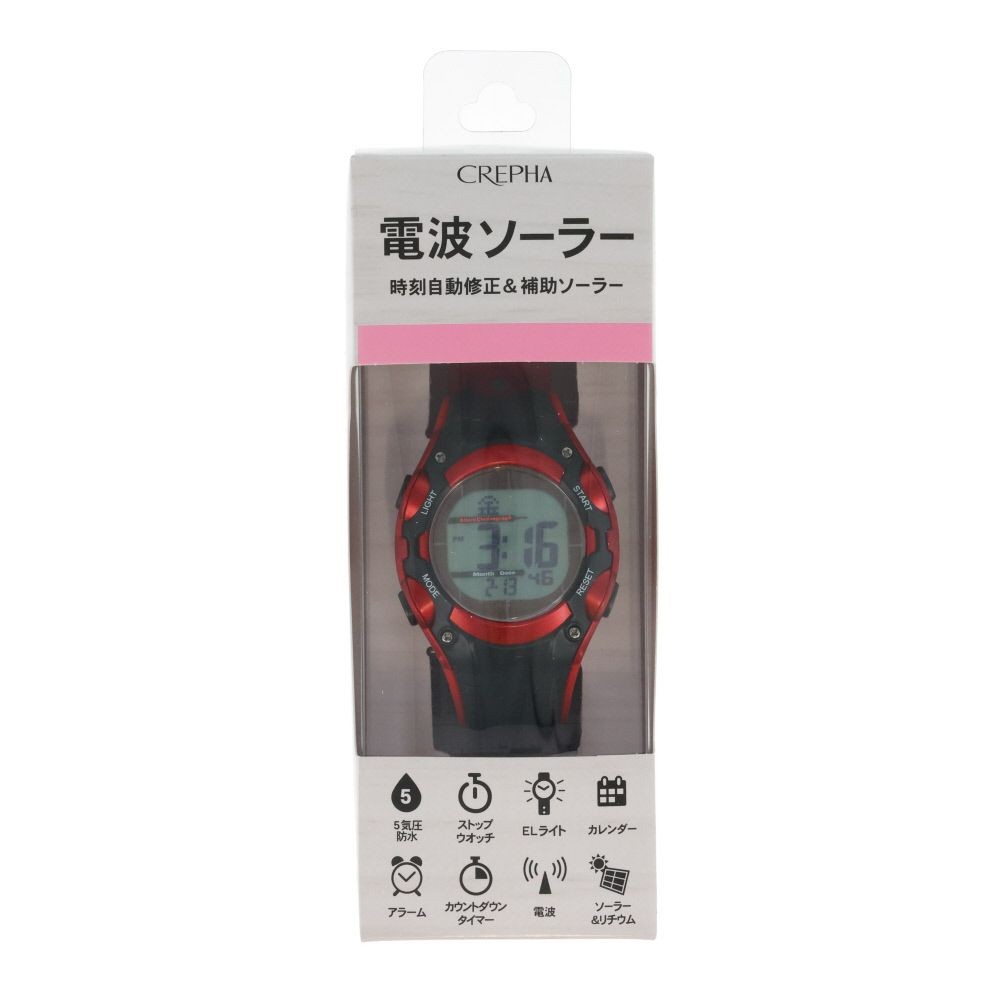 フォルミア　電波ソーラー腕時計, レッド, メンズ