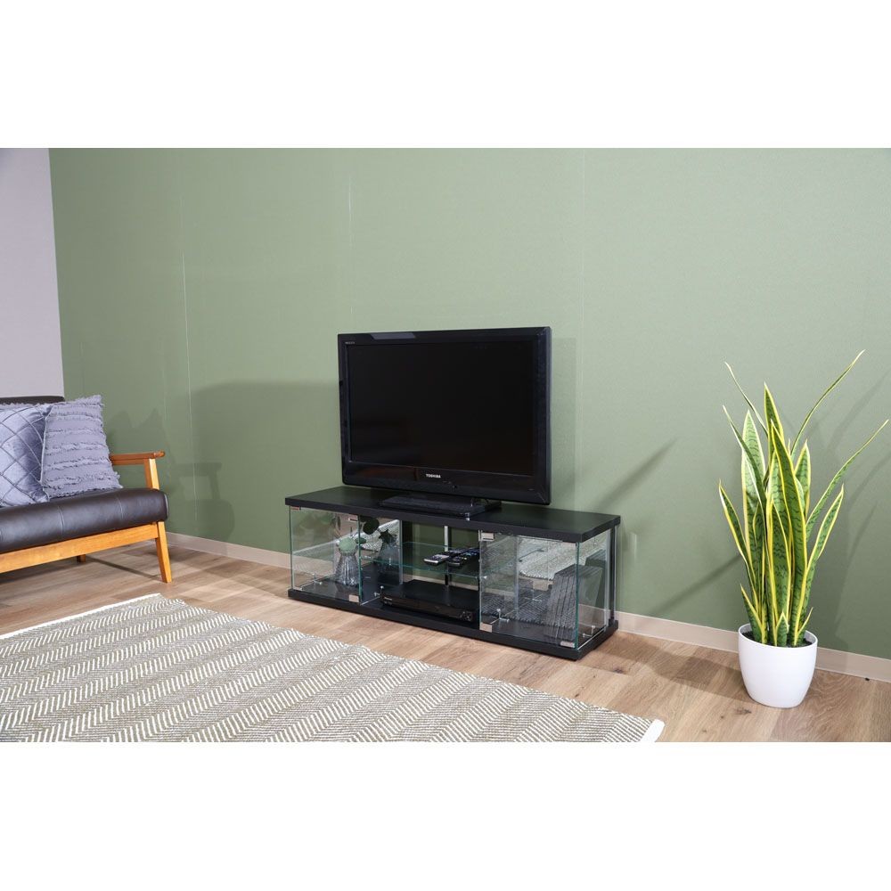 不二貿易 ガラスコレクションＴＶボード　ＢＡＡＬ　ＢＫ【メーカー直送・代引不可】, ブラック, 幅1100mm&times;奥行300mm&times;高さ365mm
