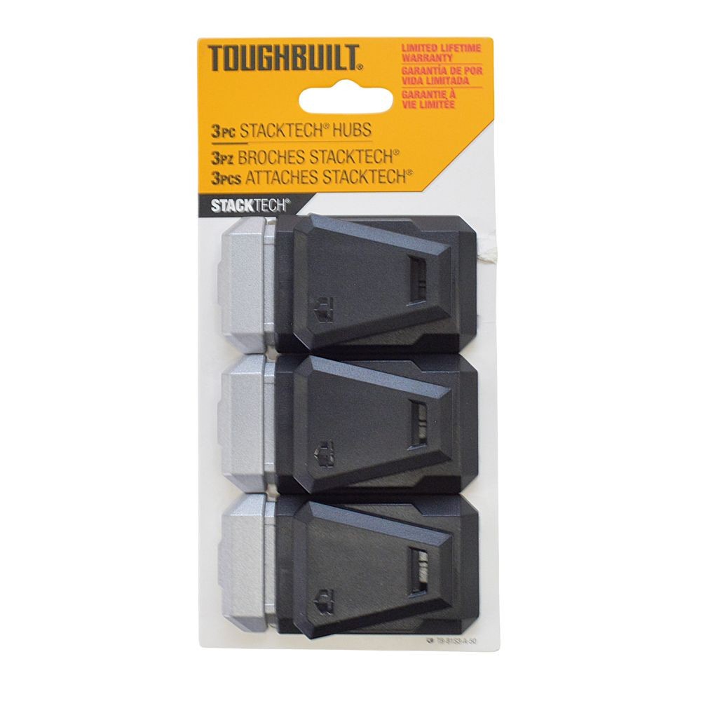 TOUGHBUILT（タフビルト）STACK TECH(スタックテック) 　ClipTechハブ 3個セット, ブラック, TB-B1S3-A-50