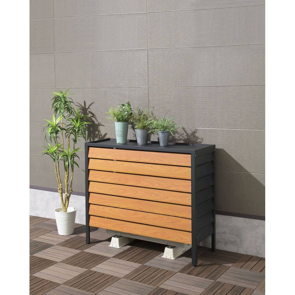 アルミ室外機カバー  ルーバー大型【メーカー直送・代引不可】, ブラック, 大型