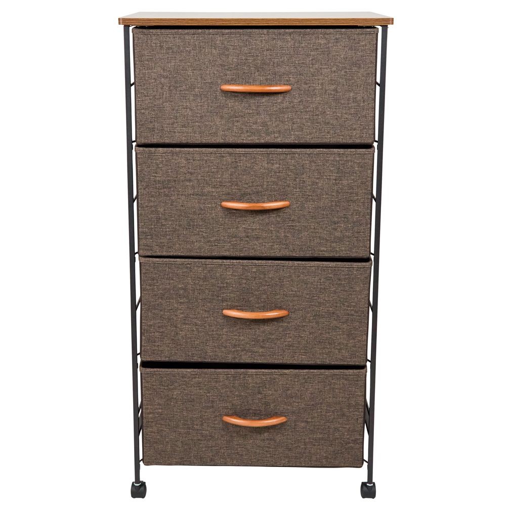 組立簡単ファブリックチェスト４８幅４段, ブラウン, 4段