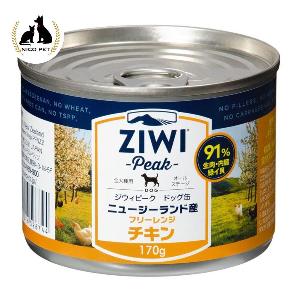 ZiwiPeak ドッグ缶 フリーレンジチキン 170g, フリーレンジチキン, 170g