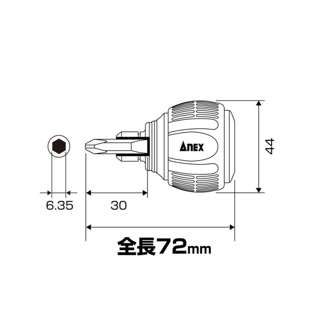 ANEX ミニスタービー ラチェットドライバ? AMR-60, レッド, ＋2&times;?6&times;30