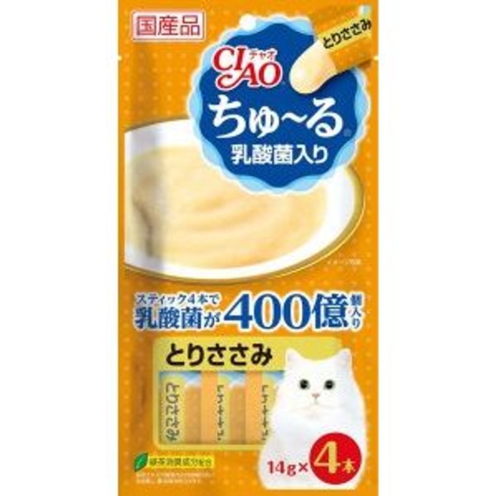 チャオ　ちゅーる　乳酸菌入り　とりささみ　１４ｇ&times;４, -, 4本入り