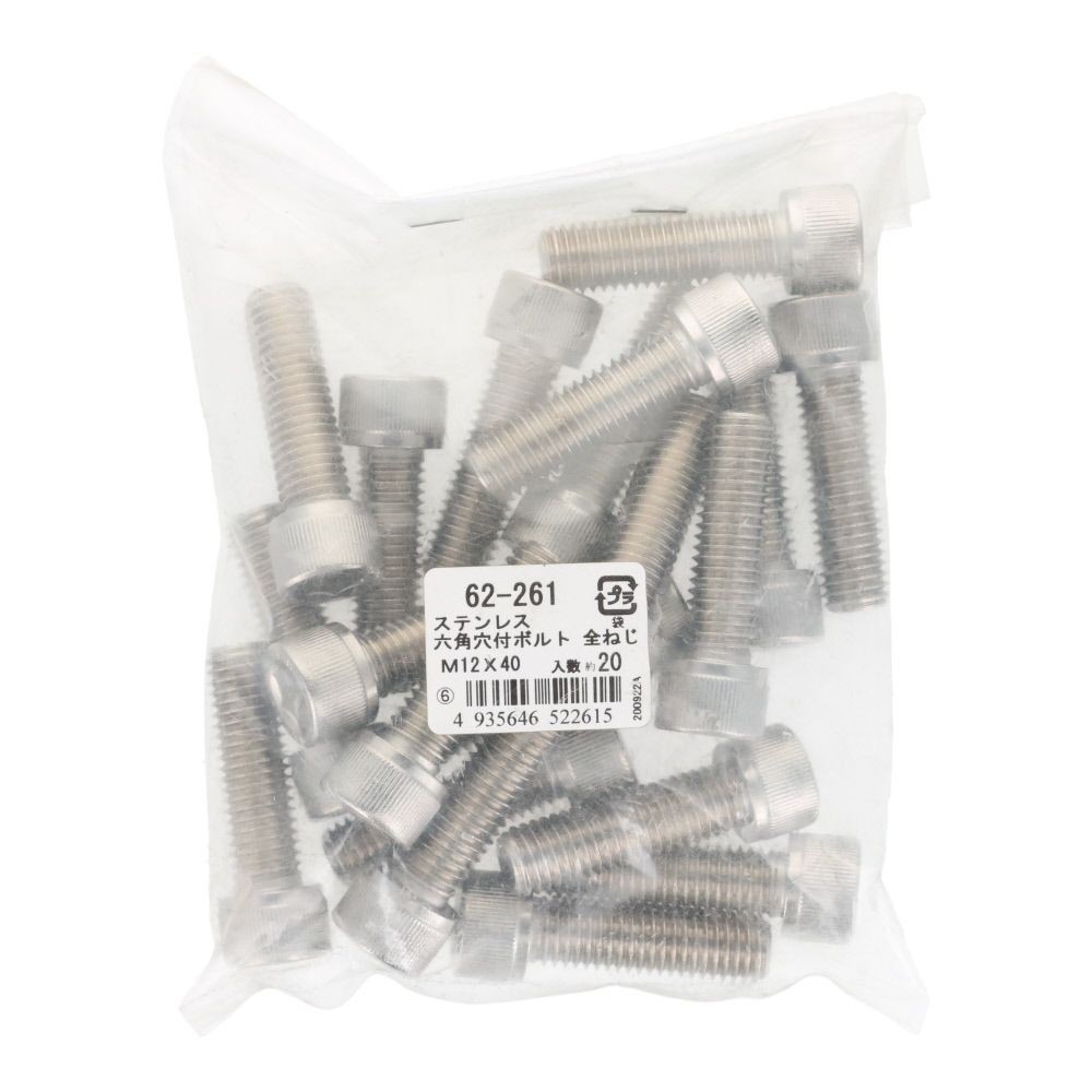 ステンレス　６角穴付ボルト　Ｍ１２&times;４０　２０個入, ステンレス, M12&times;40