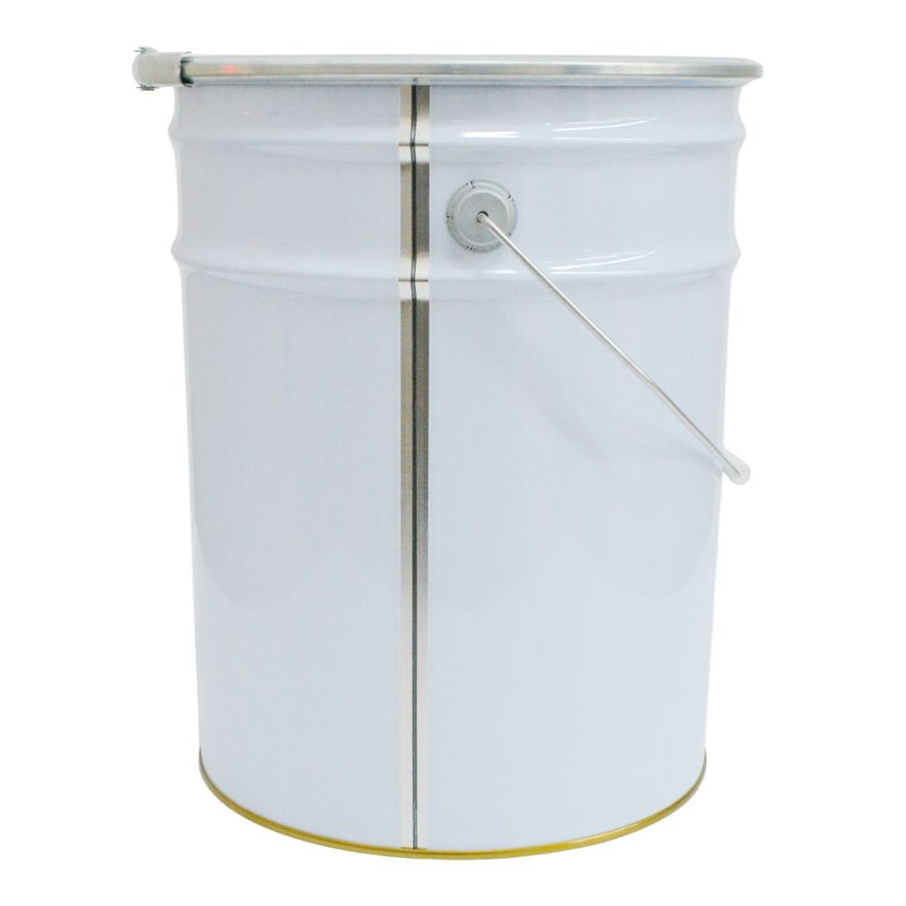 スチールペール缶２０Ｌ　フタ付, 白, 20L