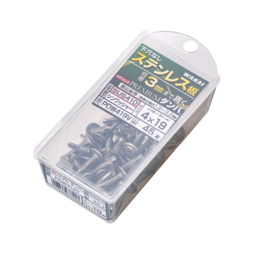 セルフドリルネジ プレミアムダンバ  シンワッシャー  4&times;19 PDW419V, シルバー, よび径4mm&times;長さ19mm