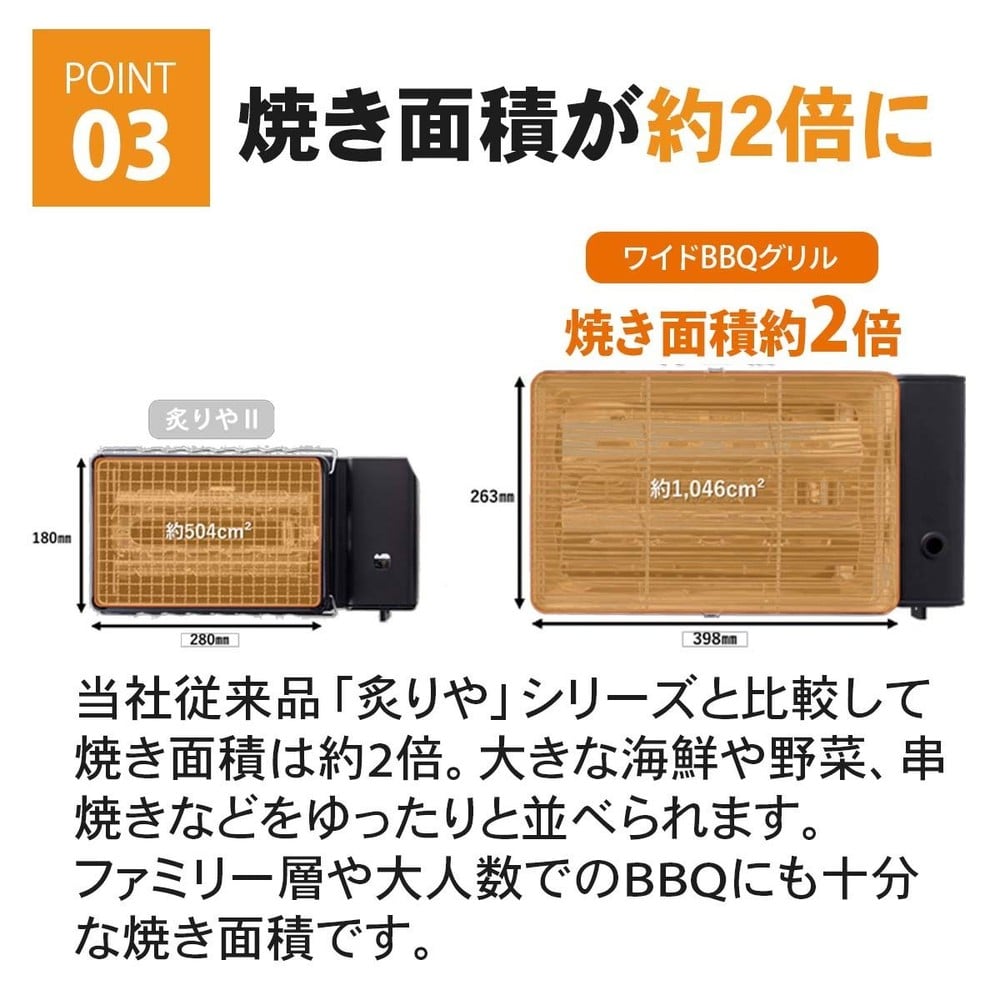 イワタニ カセットガス ワイドBBQグリル ホームメイドシリーズ CB-WBG-1, ブラック, （幅）497&times;（奥行）289&times;（高）136mm
