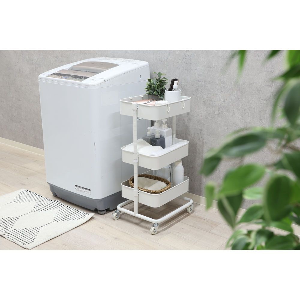 不二貿易 高さが調整できるワゴン　マルシェ　オフホワイト【メーカー直送・代引不可】, ホワイト, 幅420mm&times;奥行360mm&times;高さ780mm