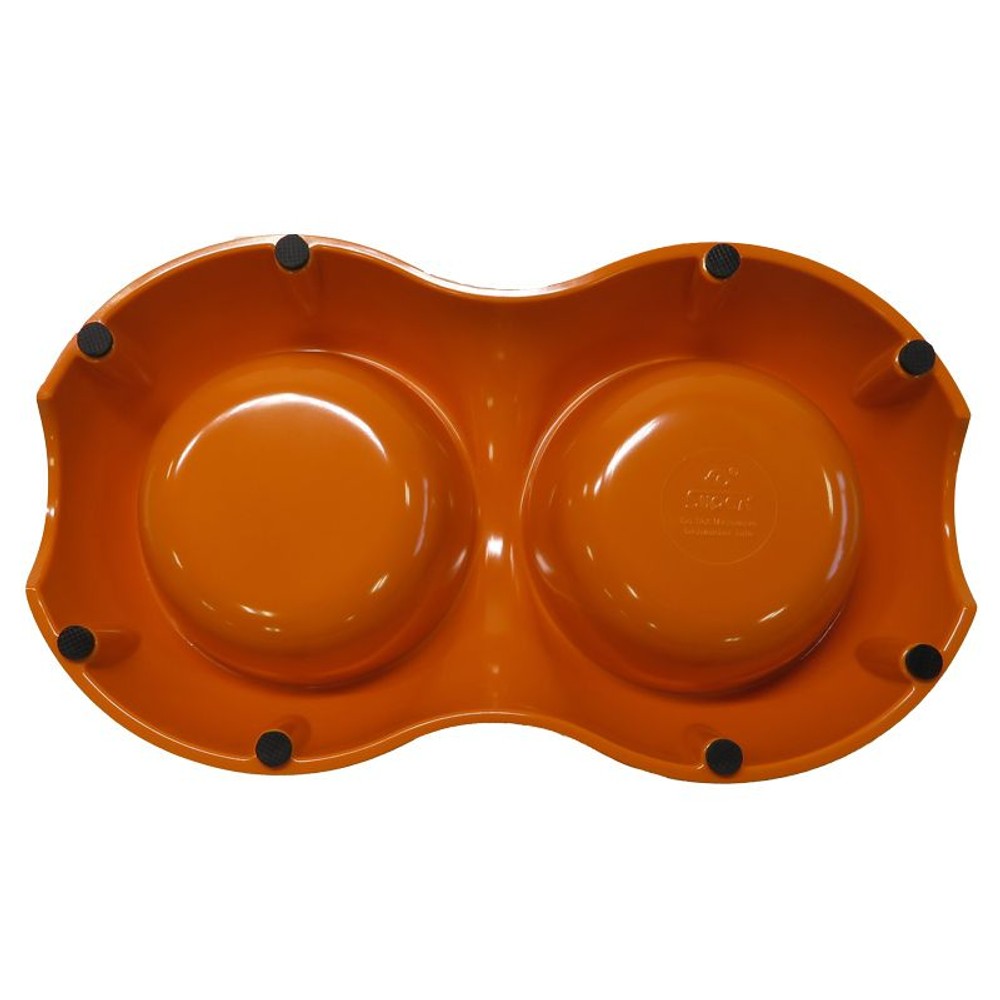 ペット用メラミンツイン食器ステンボウル付き, オレンジ, Sサイズ