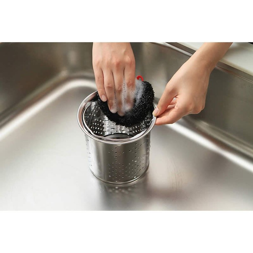 サンベルム　シンク洗いタワシ　ブラック, ブラック, 約幅100×憶15×高100mm