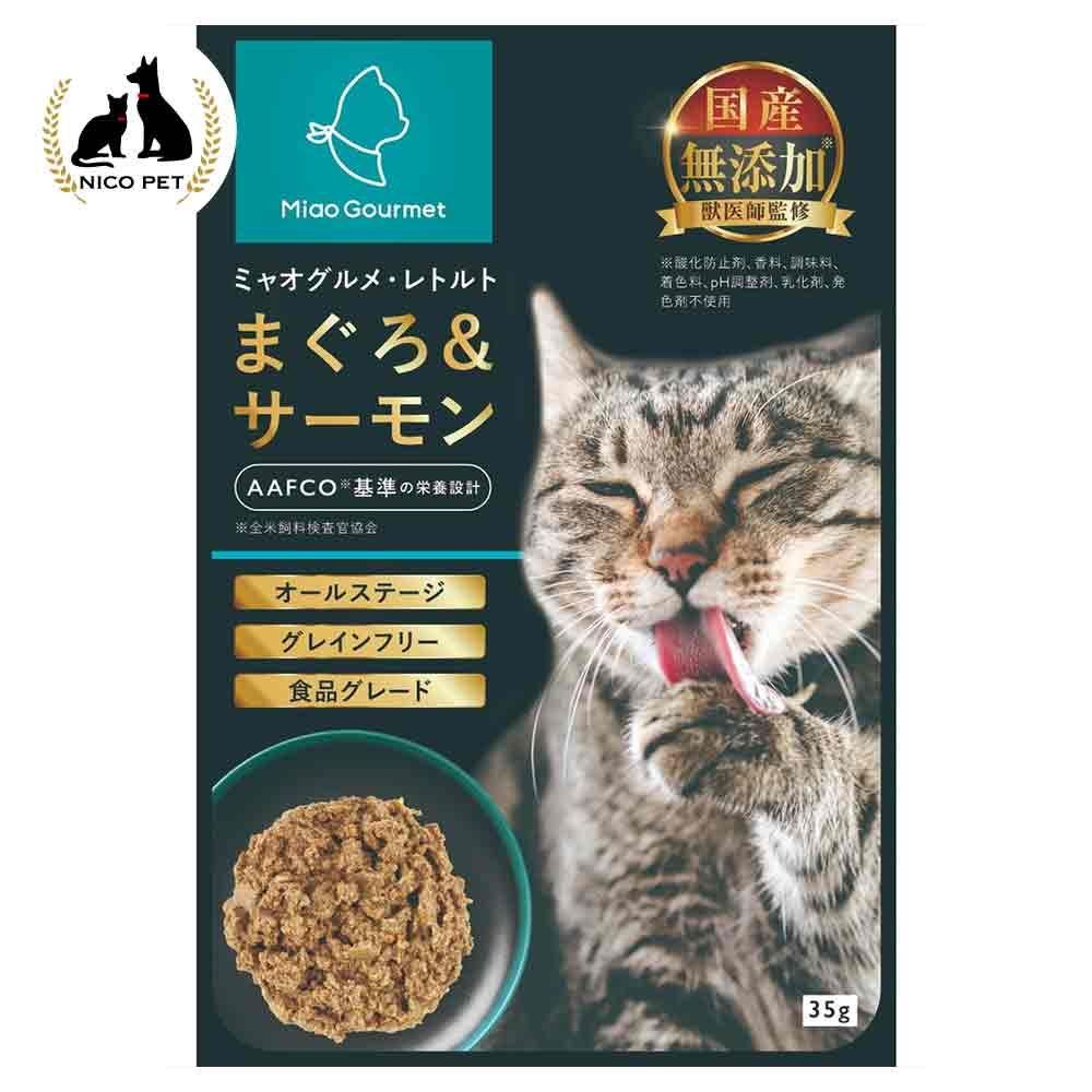 ミャオグルメ・レトルト　まぐろ＆サーモン　３５ｇ, まぐろ＆サーモン, 35g