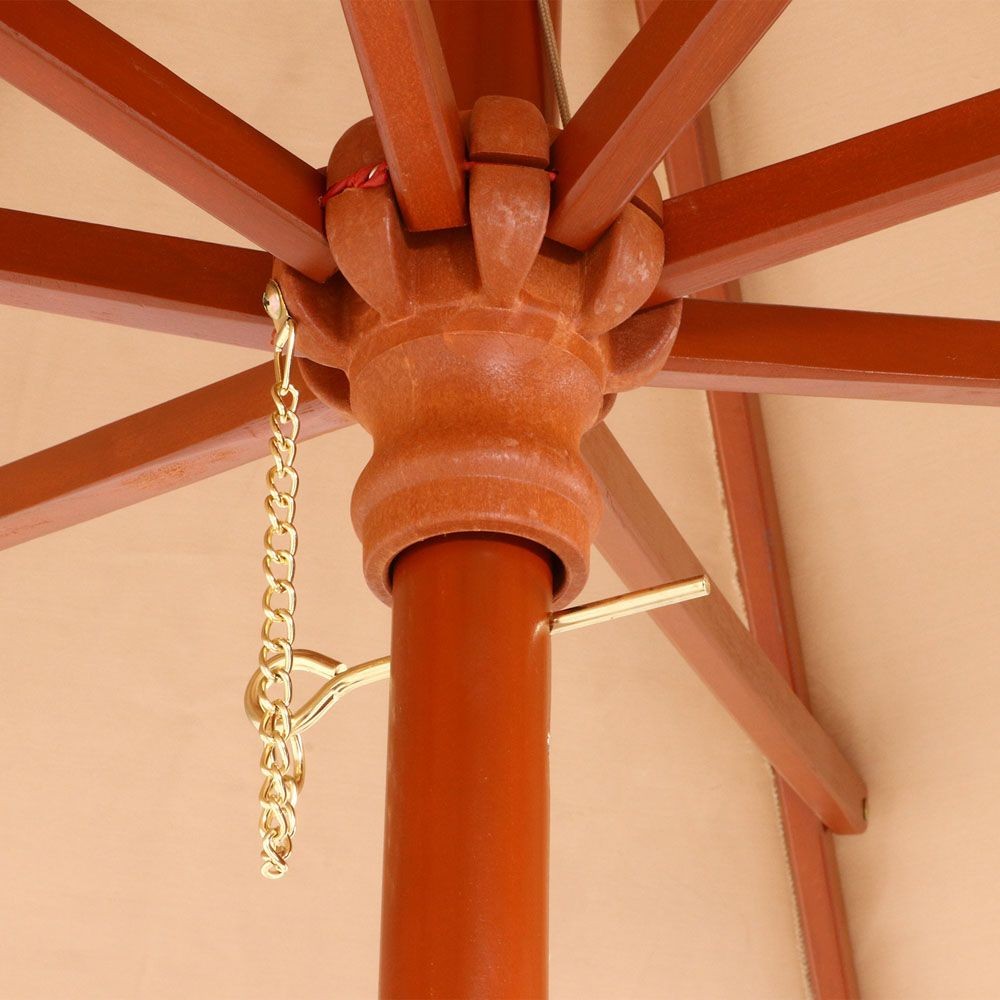 不二貿易  木製パラソル　270ｃｍ, アイボリー, 直径約2.5m