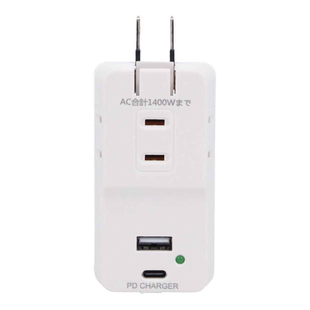 WIZ'A ウィザ 雷サージ付ＰＤ20Ｗ　3個口タップ, ホワイト, PD20W